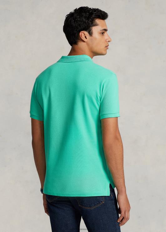 Ralph Lauren mehed slim fit võrkkangast mugav polosärk PR0V21 päikeseloojangu roheline/roosa