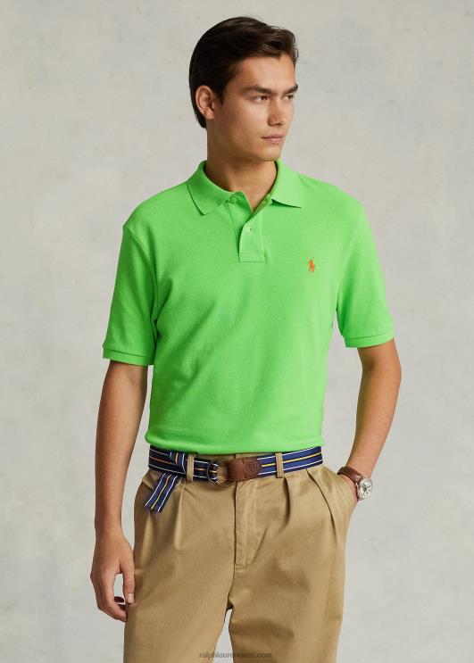 Ralph Lauren mehed slim fit võrkkangast mugav polosärk PR0V22 kiivi laim/helepunane