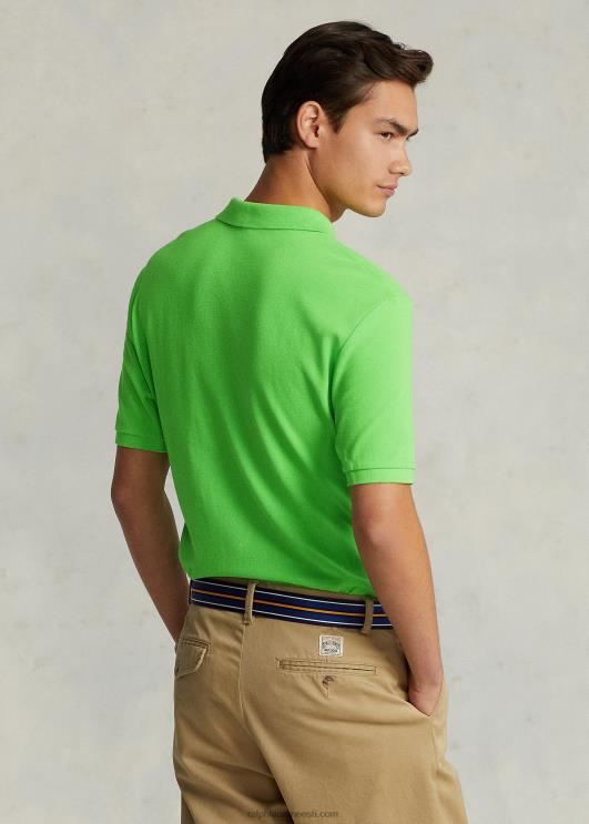 Ralph Lauren mehed slim fit võrkkangast mugav polosärk PR0V22 kiivi laim/helepunane