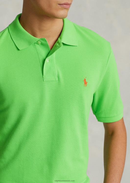 Ralph Lauren mehed slim fit võrkkangast mugav polosärk PR0V22 kiivi laim/helepunane