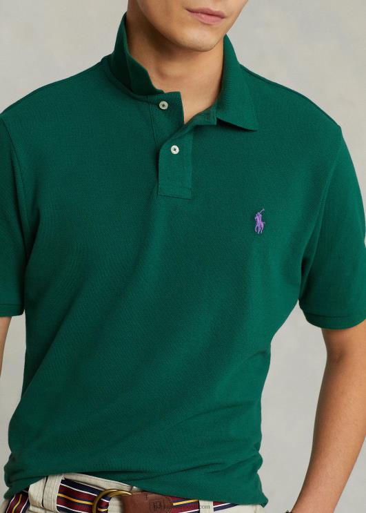 Ralph Lauren mehed slim fit võrkkangast mugav polosärk PR0V25 uus mets/lilla