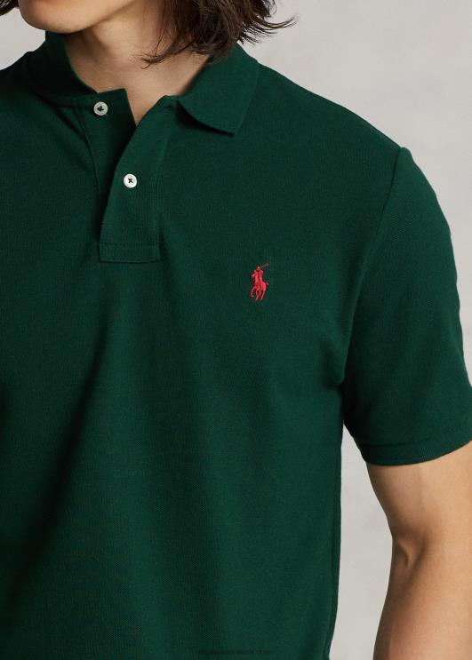 Ralph Lauren mehed slim fit võrkkangast mugav polosärk PR0V26 kolledžiroheline/burgundia