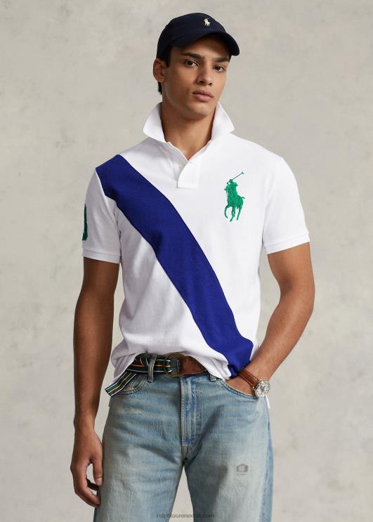 Ralph Lauren mehed suur ponivõrgust polosärk - sobib kõigile PR0V547 valge/sügiskuninglik