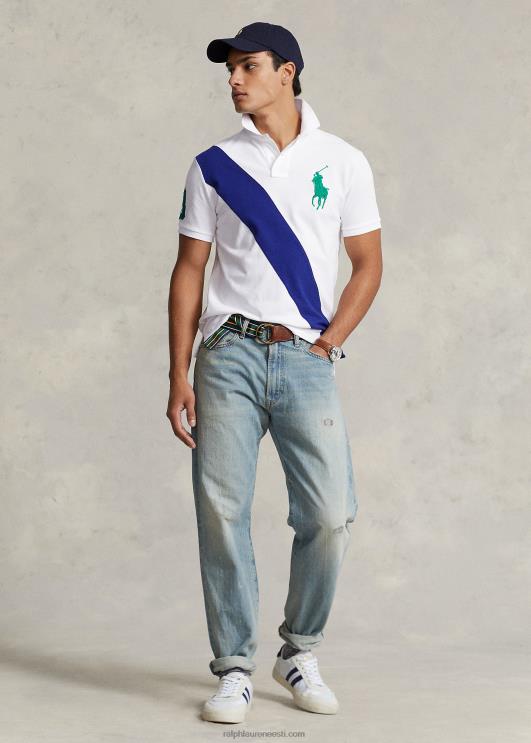 Ralph Lauren mehed suur ponivõrgust polosärk - sobib kõigile PR0V547 valge/sügiskuninglik