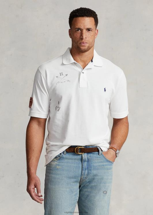 Ralph Lauren mehed võrgust graafiline polosärk PR0V1372 klassikaline oxfordi valge