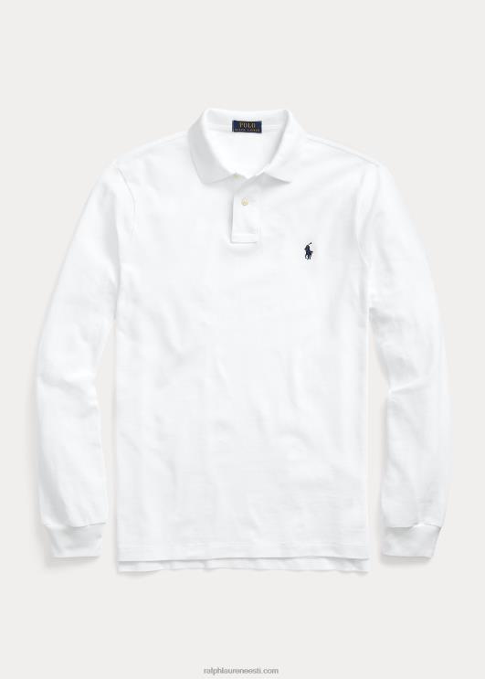 Ralph Lauren mehed võrgust pikkade varrukatega polosärk sobib hästi PR0V151 valge