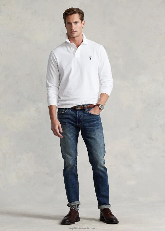 Ralph Lauren mehed võrgust pikkade varrukatega polosärk sobib hästi PR0V151 valge