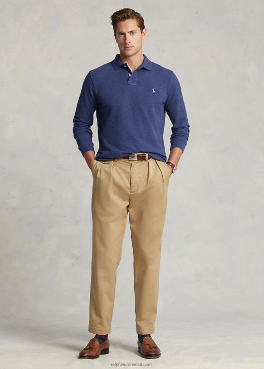 Ralph Lauren mehed võrgust pikkade varrukatega polosärk sobib hästi PR0V153 derby sinine kanarbik