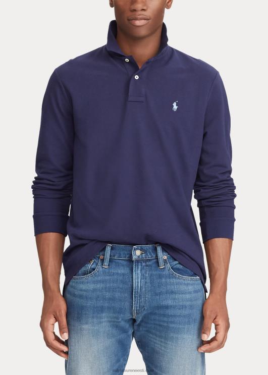 Ralph Lauren mehed võrgust pikkade varrukatega polosärk sobib hästi PR0V154 Newporti merevägi