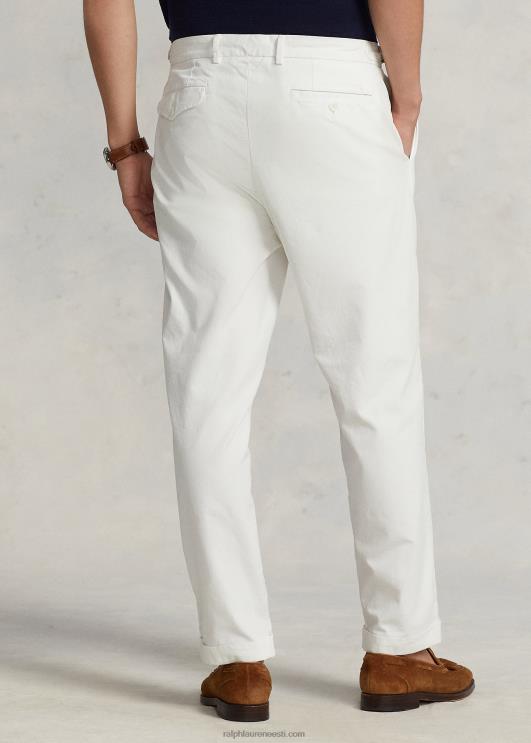 Ralph Lauren mehed õhukesed kitsenevad volditud toimsed püksid PR0V8408 tekipesu valge