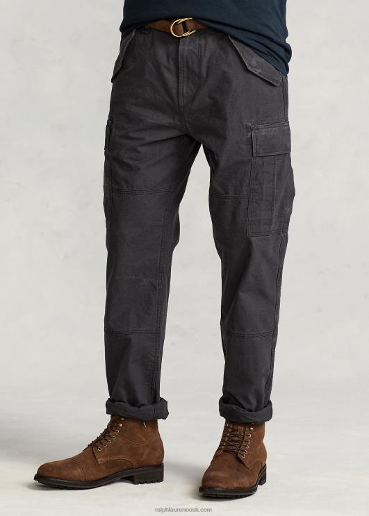 Ralph Lauren mehed klassikaline istuv canvas cargo püksid PR0V8396 kiviklibu must