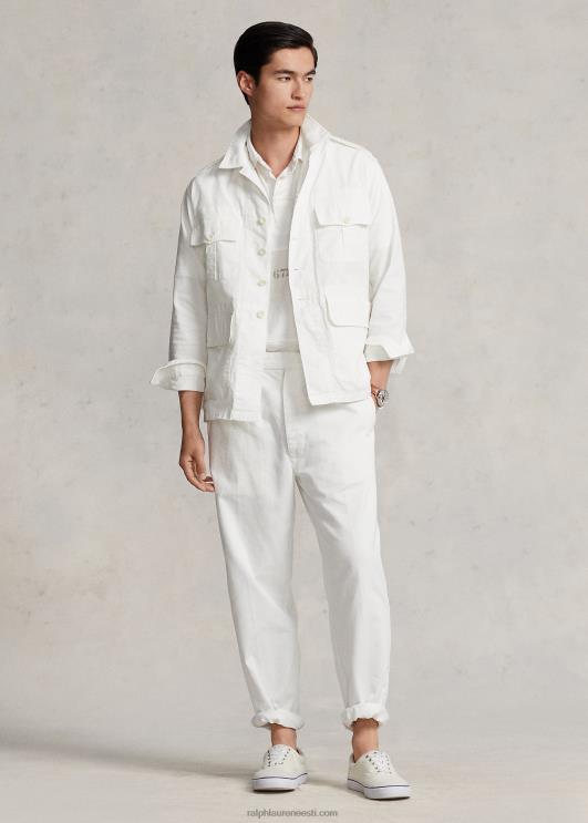 Ralph Lauren mehed lõdvestunud istuv plisseeritud toimpüks PR0V8626 tekipesu valge