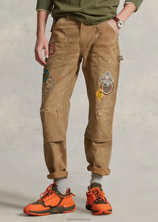 Ralph Lauren mehed lõdvestunud istuvus hädas lõuendist püksid PR0V8516