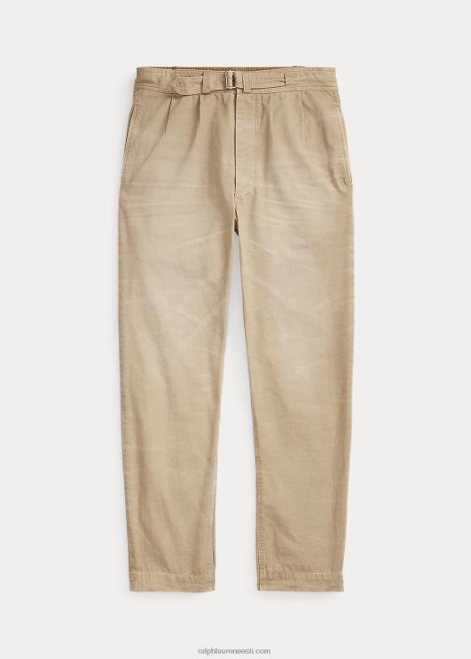 Ralph Lauren mehed lõdvestunud lõikega plisseeritud lõuendist püksid PR0V1048 surrey tan