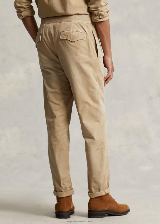 Ralph Lauren mehed lõdvestunud lõikega plisseeritud lõuendist püksid PR0V1048 surrey tan