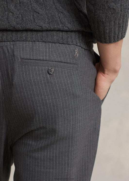 Ralph Lauren mehed neale prepster klassikalised kitsenevad püksid PR0V858 hall pintriip