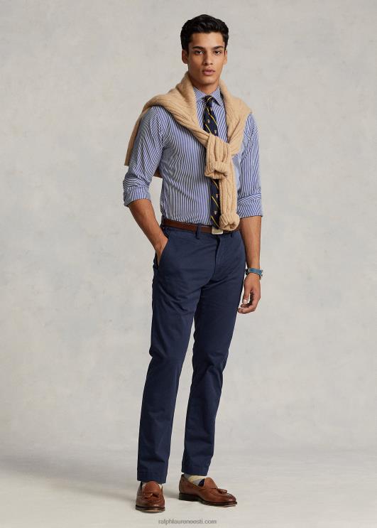 Ralph Lauren mehed pestud veniv chino püksid kõik sobivad PR0V8395 mereline tint