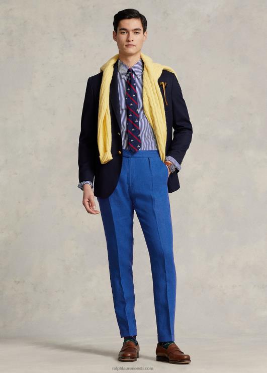 Ralph Lauren mehed plisseeritud linased püksid PR0V1268 safiirist täht