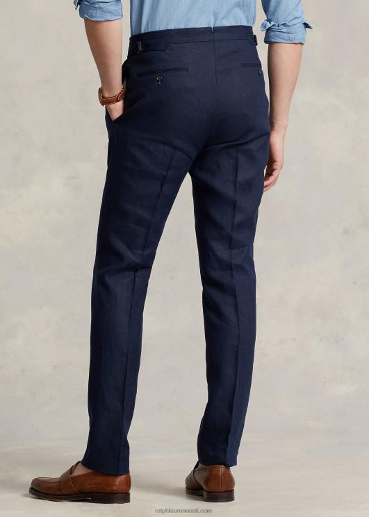 Ralph Lauren mehed plisseeritud linased püksid PR0V730 tume merevägi