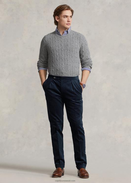 Ralph Lauren mehed plisseeritud velvetist püksid PR0V8578 jahimees/merevägi