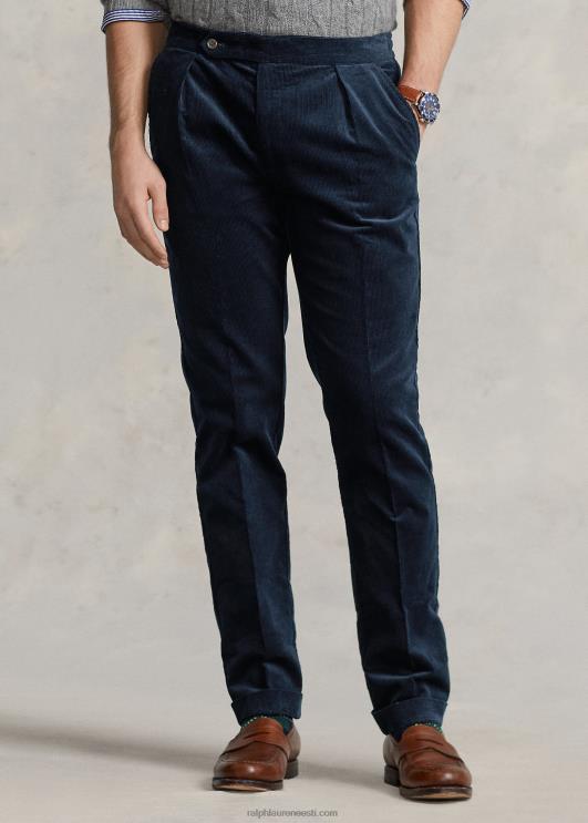 Ralph Lauren mehed plisseeritud velvetist püksid PR0V8578 jahimees/merevägi