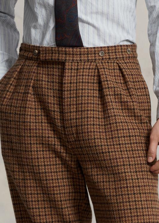 Ralph Lauren mehed ruuduline villane pluss kahe ülikonna püksid PR0V1290 pruun/pruun