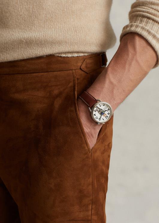 Ralph Lauren mehed seemisnahast ülikonnapüksid PR0V1246 uus kahvatu rusikas