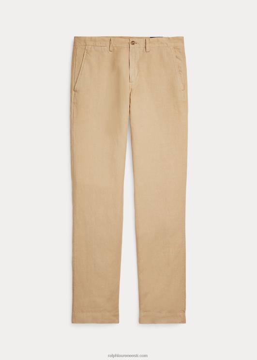 Ralph Lauren mehed sirge lõikega linasest puuvillasest püksist PR0V483 vintage khaki