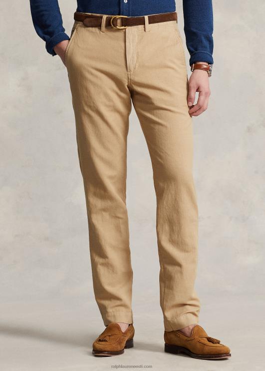 Ralph Lauren mehed sirge lõikega linasest puuvillasest püksist PR0V483 vintage khaki