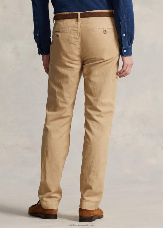 Ralph Lauren mehed sirge lõikega linasest puuvillasest püksist PR0V483 vintage khaki