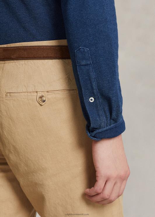 Ralph Lauren mehed sirge lõikega linasest puuvillasest püksist PR0V483 vintage khaki