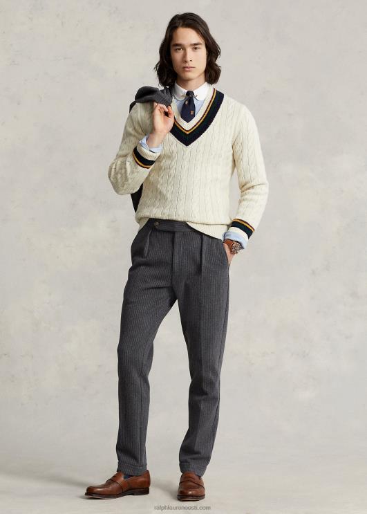 Ralph Lauren mehed triibulised kootud ülikonnapüksid PR0V8599 tumehall