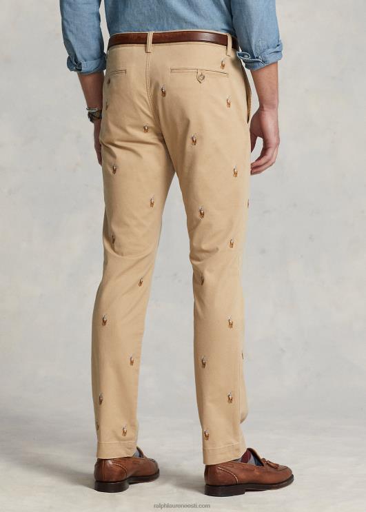 Ralph Lauren mehed venivad slim fit polo poni chino püksid PR0V910 vintage khaki aopp
