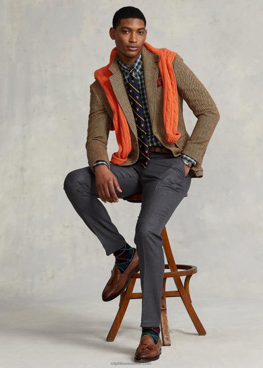 Ralph Lauren mehed villased oxfordi ülikonnapüksid PR0V570 keskmine hall