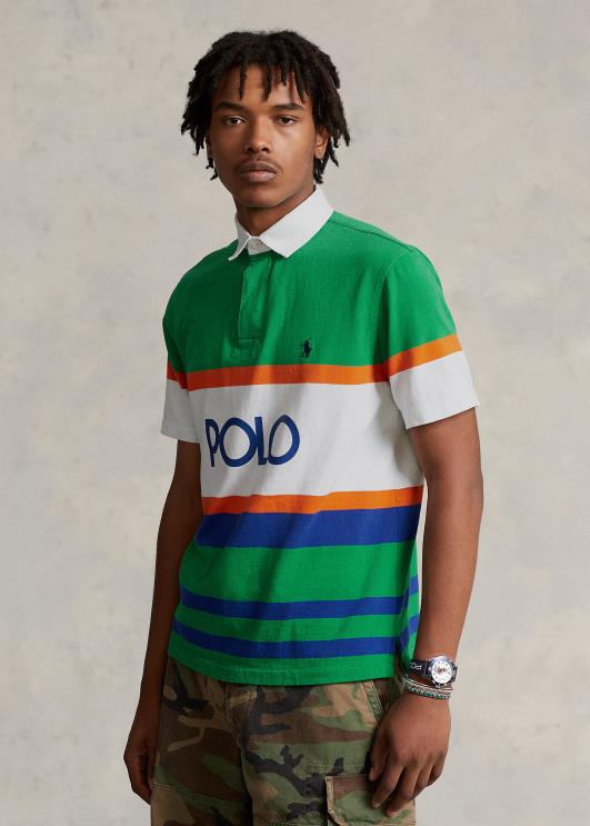 Ralph Lauren mehed klassikaline logoga trikoo ragbi särk PR0V856 varre multi