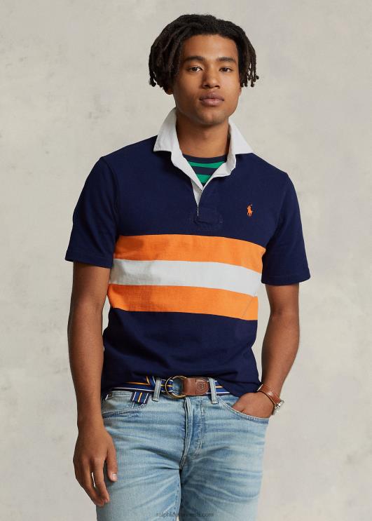 Ralph Lauren mehed klassikaline triibuline trikoo ragbi särk PR0V539 kruiisilaevastiku multi