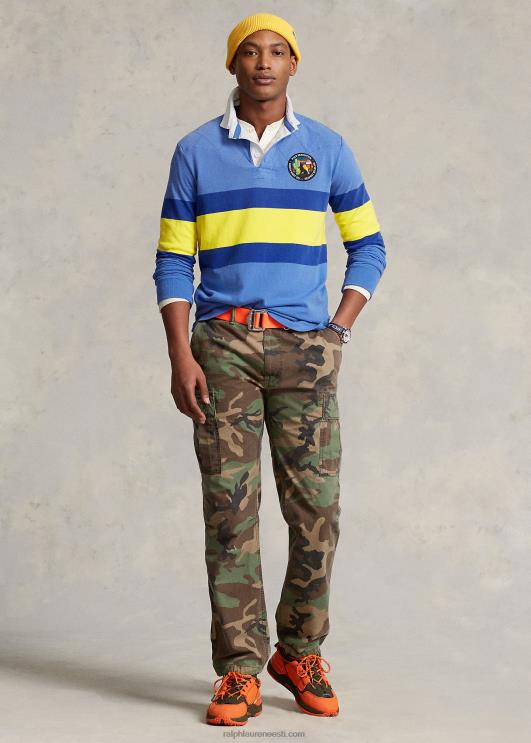 Ralph Lauren mehed klassikaline triibuline trikoo ragbi särk PR0V638 maidstone sinine multi