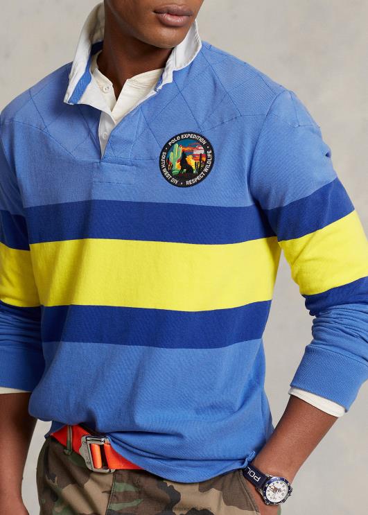Ralph Lauren mehed klassikaline triibuline trikoo ragbi särk PR0V638 maidstone sinine multi