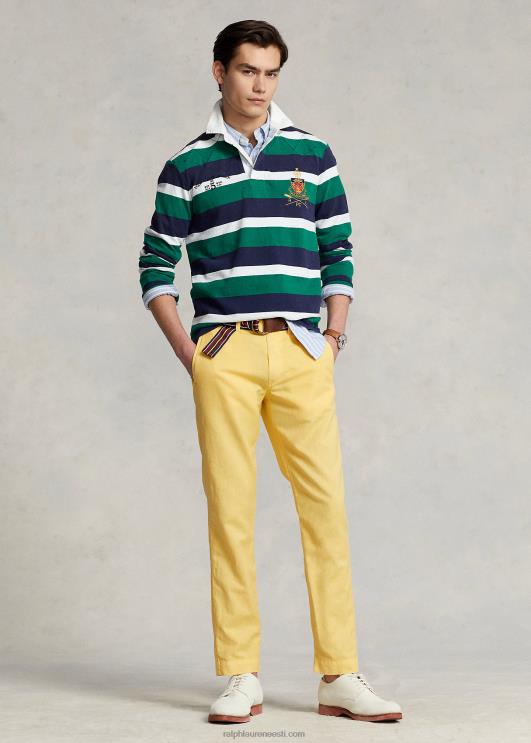 Ralph Lauren mehed klassikaline triibuline trikoo ragbi särk PR0V797 sportlik roheline multi