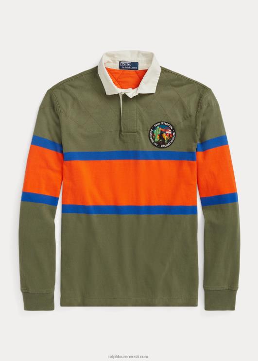 Ralph Lauren mehed klassikaline triibuline trikoo ragbi särk PR0V97 tume salvei multi