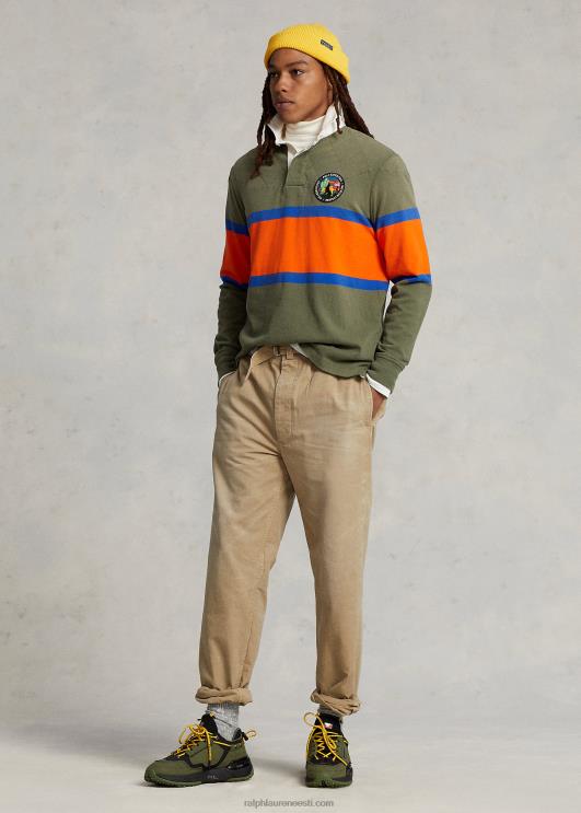 Ralph Lauren mehed klassikaline triibuline trikoo ragbi särk PR0V97 tume salvei multi