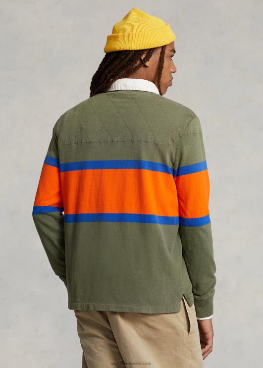 Ralph Lauren mehed klassikaline triibuline trikoo ragbi särk PR0V97 tume salvei multi
