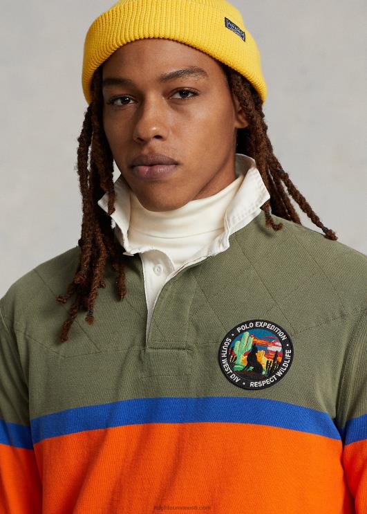 Ralph Lauren mehed klassikaline triibuline trikoo ragbi särk PR0V97 tume salvei multi