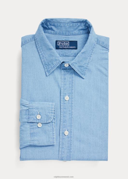 Ralph Lauren mehed custom fit indigo chambray särk PR0V8649 nimes sinine/valge