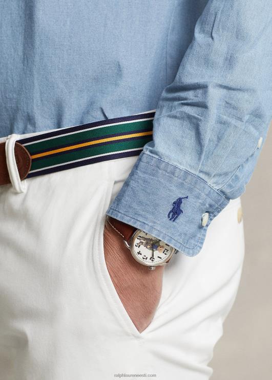 Ralph Lauren mehed custom fit indigo chambray särk PR0V8649 nimes sinine/valge