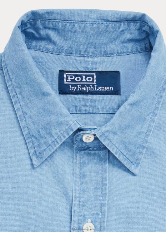 Ralph Lauren mehed custom fit indigo chambray särk PR0V8649 nimes sinine/valge