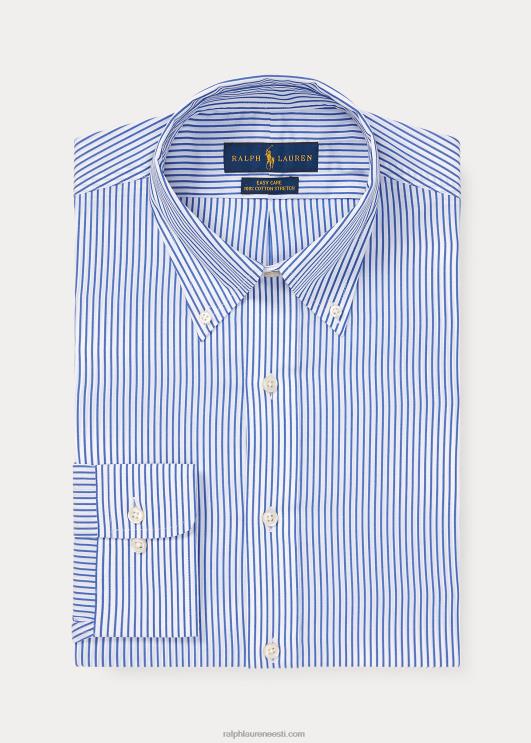 Ralph Lauren mehed custom fit triibuline poplinsärk PR0V1151 dodger sinine/valge