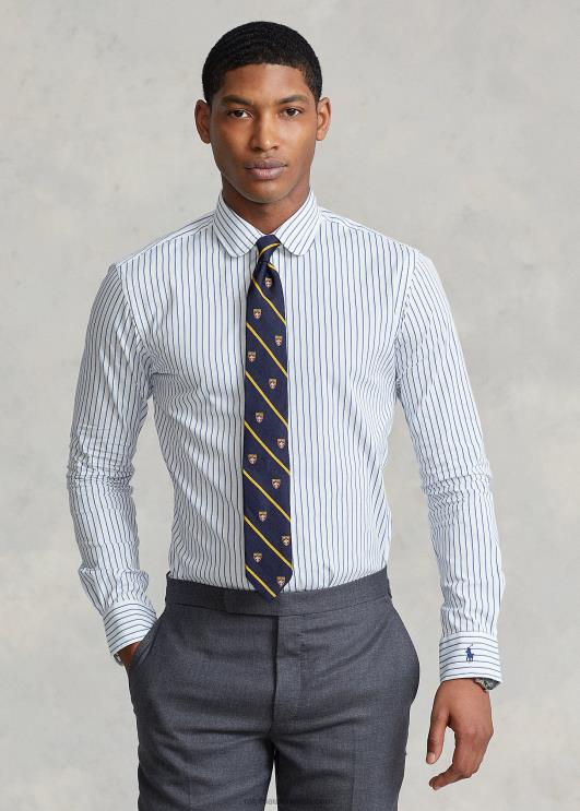 Ralph Lauren mehed custom fit triibuline poplinsärk PR0V828 valge/taevasinine