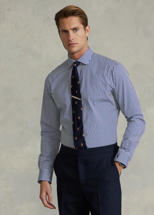 Ralph Lauren mehed custom fit triibuline poplinsärk PR0V883 sinine