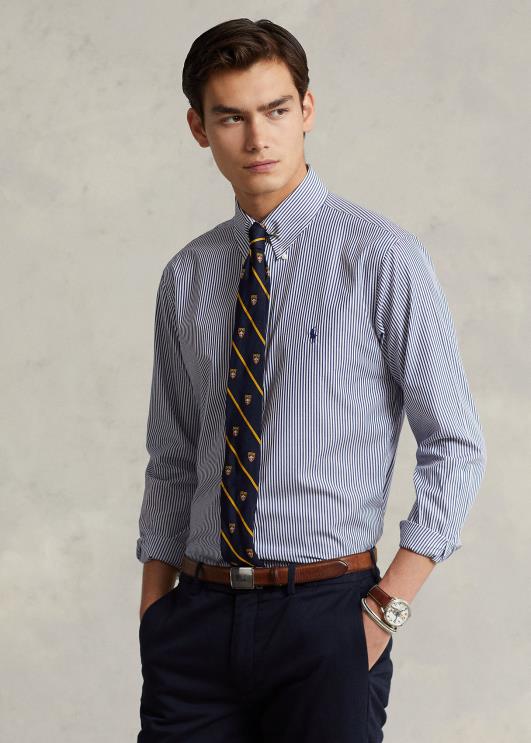 Ralph Lauren mehed klassikaline istuv popliinsärk PR0V1108 mereväe/valge